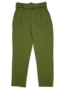 Jason Wu Pleated Belted Trouser Pants 6 Green